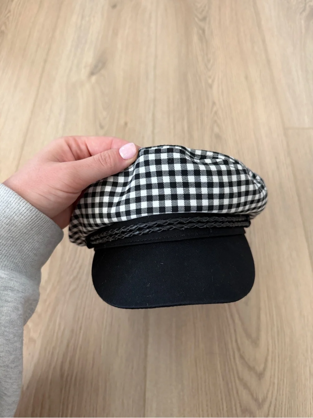 Brixton Black & White Gingham Baker Boy Cap